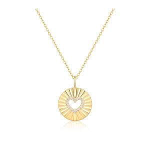 Tocara Gold Tone Sunburst Medallion Pave Crystal Heart Kim Necklace